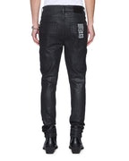 Mens Van Winkle Plus Studded Skinny Denim Jeans - Grey