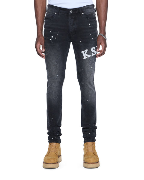 Mens Van Winkle Powder Grey Skinny Denim Jeans | Ksubi ++