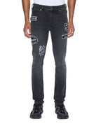 MENS VAN WINKLE ROADHOUSE BLACK PATCHED DENIM JEANS