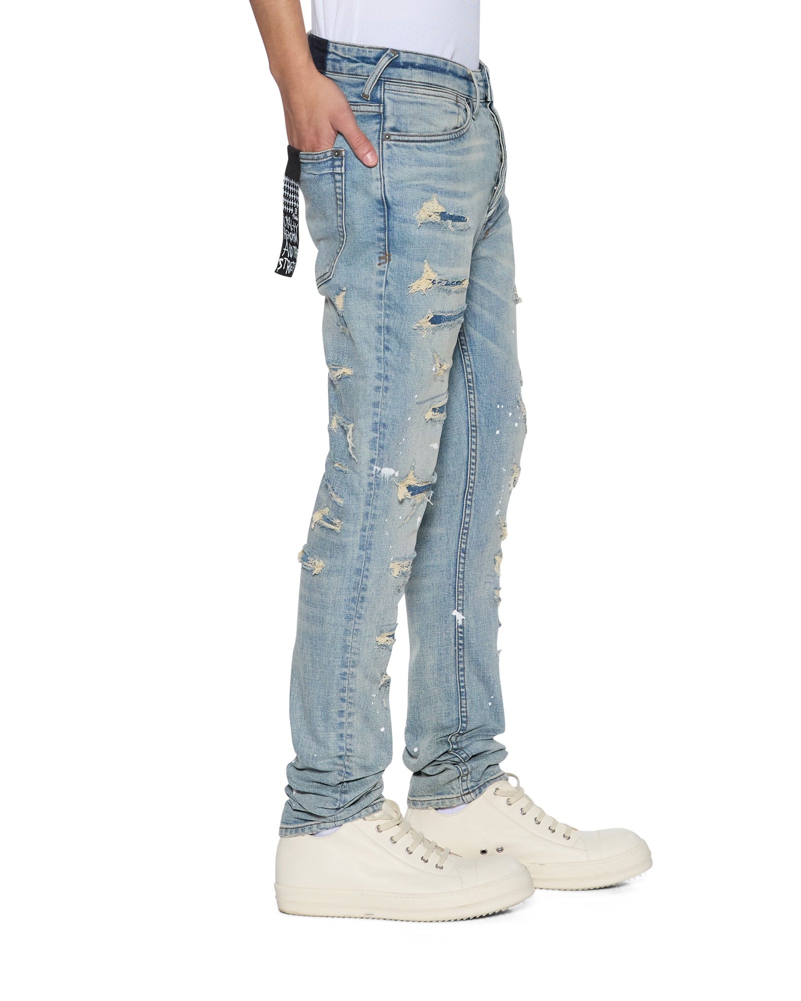 MENS  VAN WINKLE SCATTER BLUE SKINNY DENIM JEANS