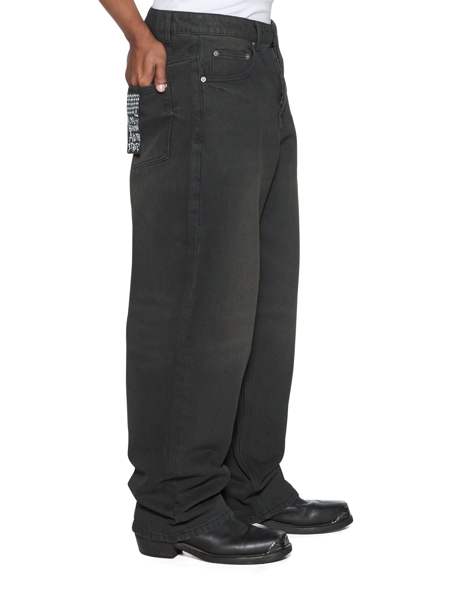 Ksubi ブラック デニムパンツ　28 Mens Vorteks Graphite Barrel Leg Denim Jeans | Ksubi ++