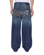 Mens Vorteks K-dip Blue Barrel Leg Denim Jeans - Denim