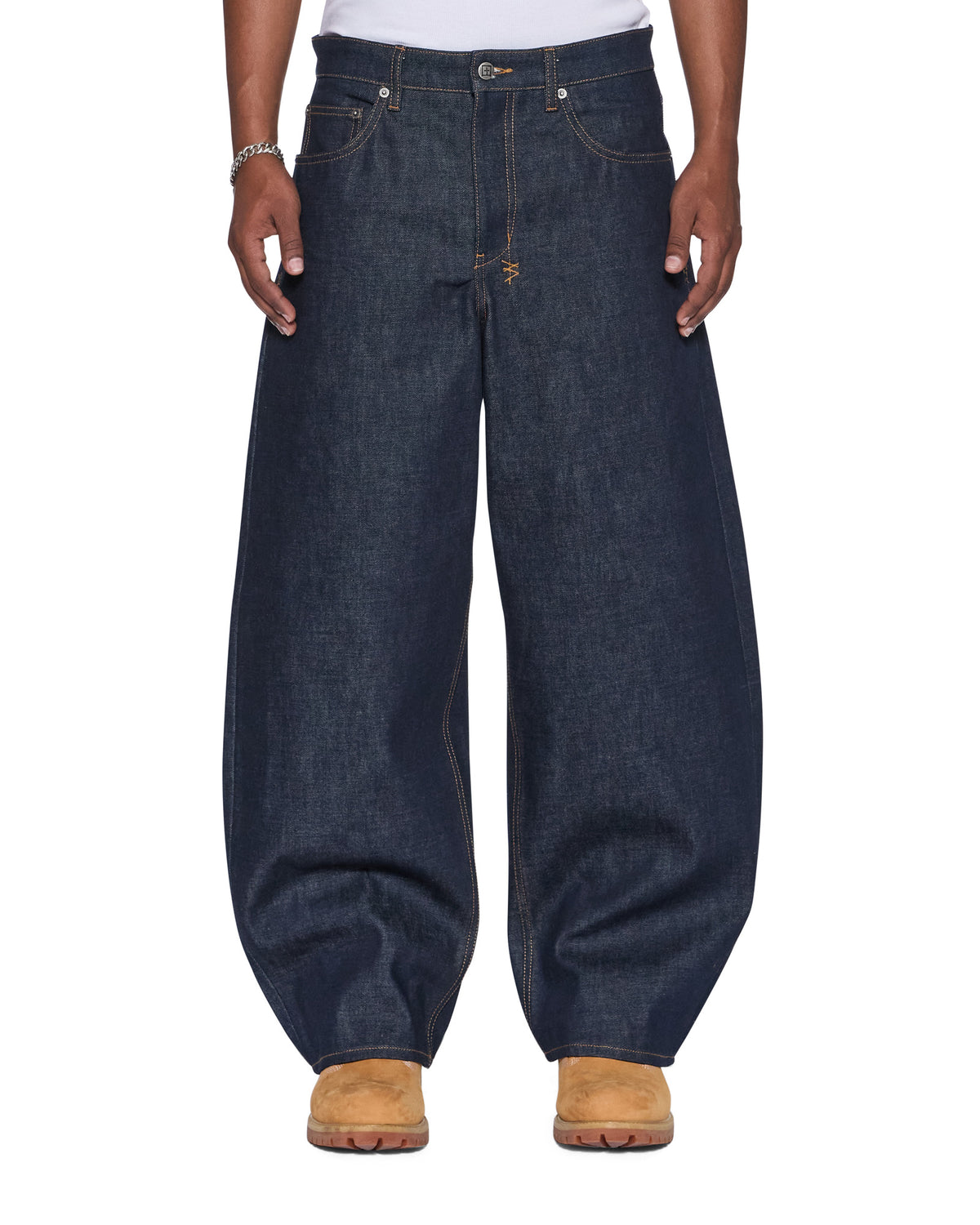 Mens Vorteks Raw Barrel Leg Denim Jeans - Denim