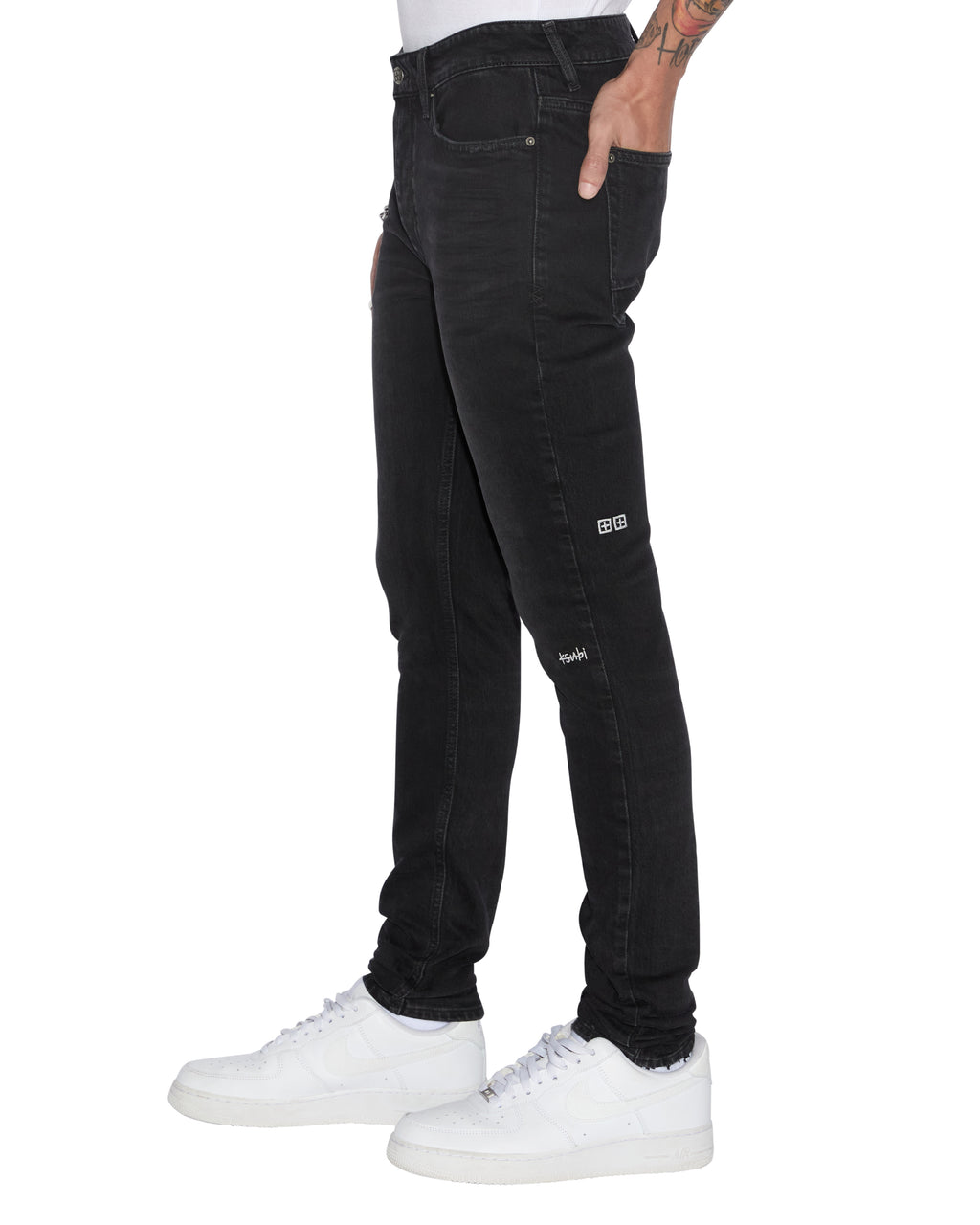 Mens Van Winkle Artist Black Skinny Denim Jeans - Black