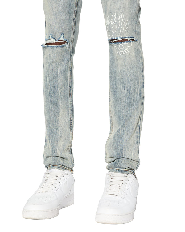 Van Winkle Skinny Leg Jean Stairway - Blue Denim | Ksubi ++