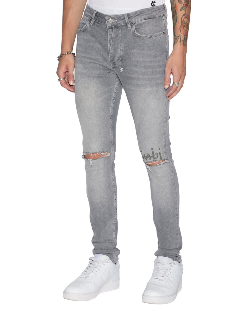 Van Winkle Thrifted Skinny Jeans Faded Grey Denim Ksubi ++