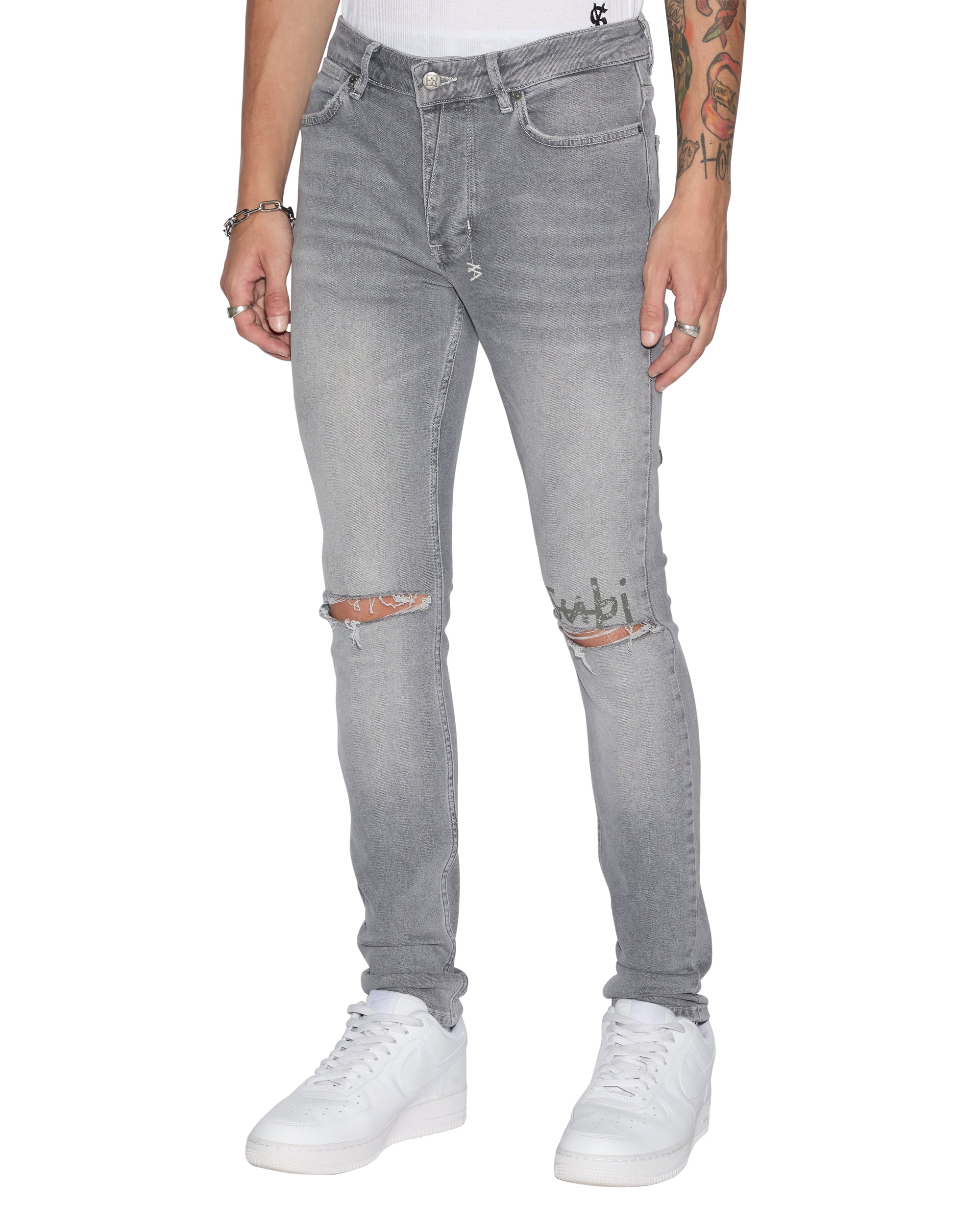 Van Winkle Thrifted Skinny Jeans Faded Grey Denim Ksubi ++