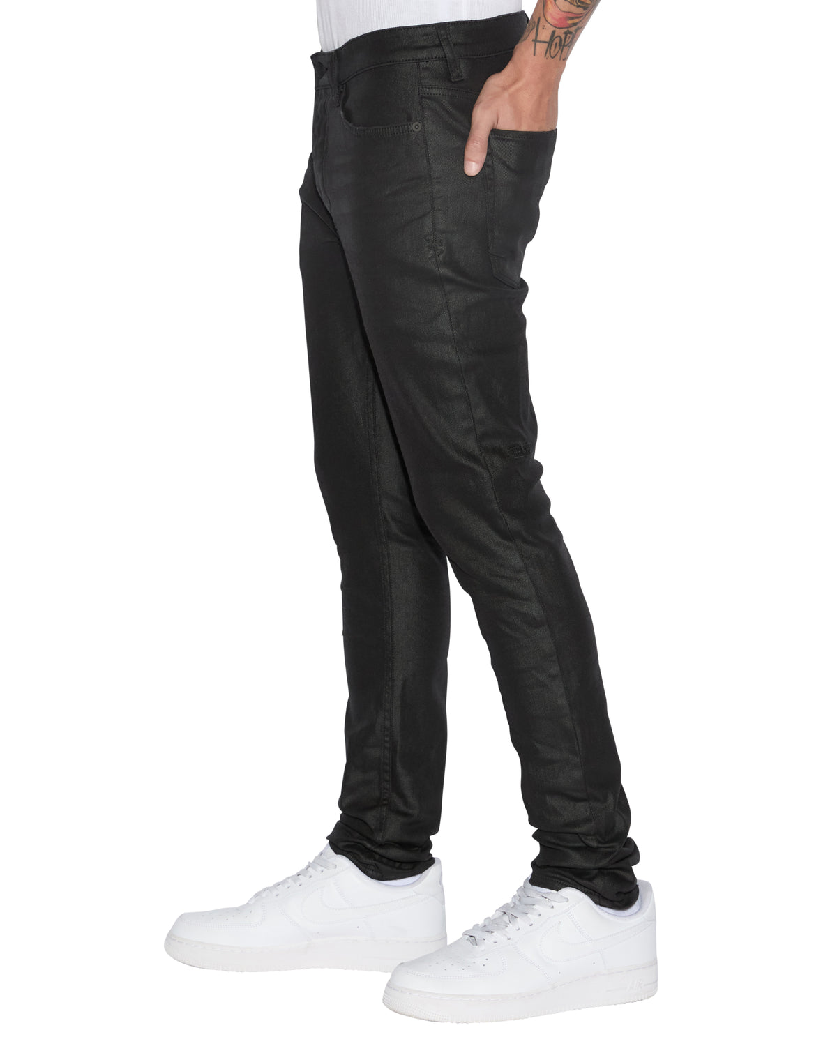Mens Van Winkle Wax Wash Skinny Denim Jeans - Black
