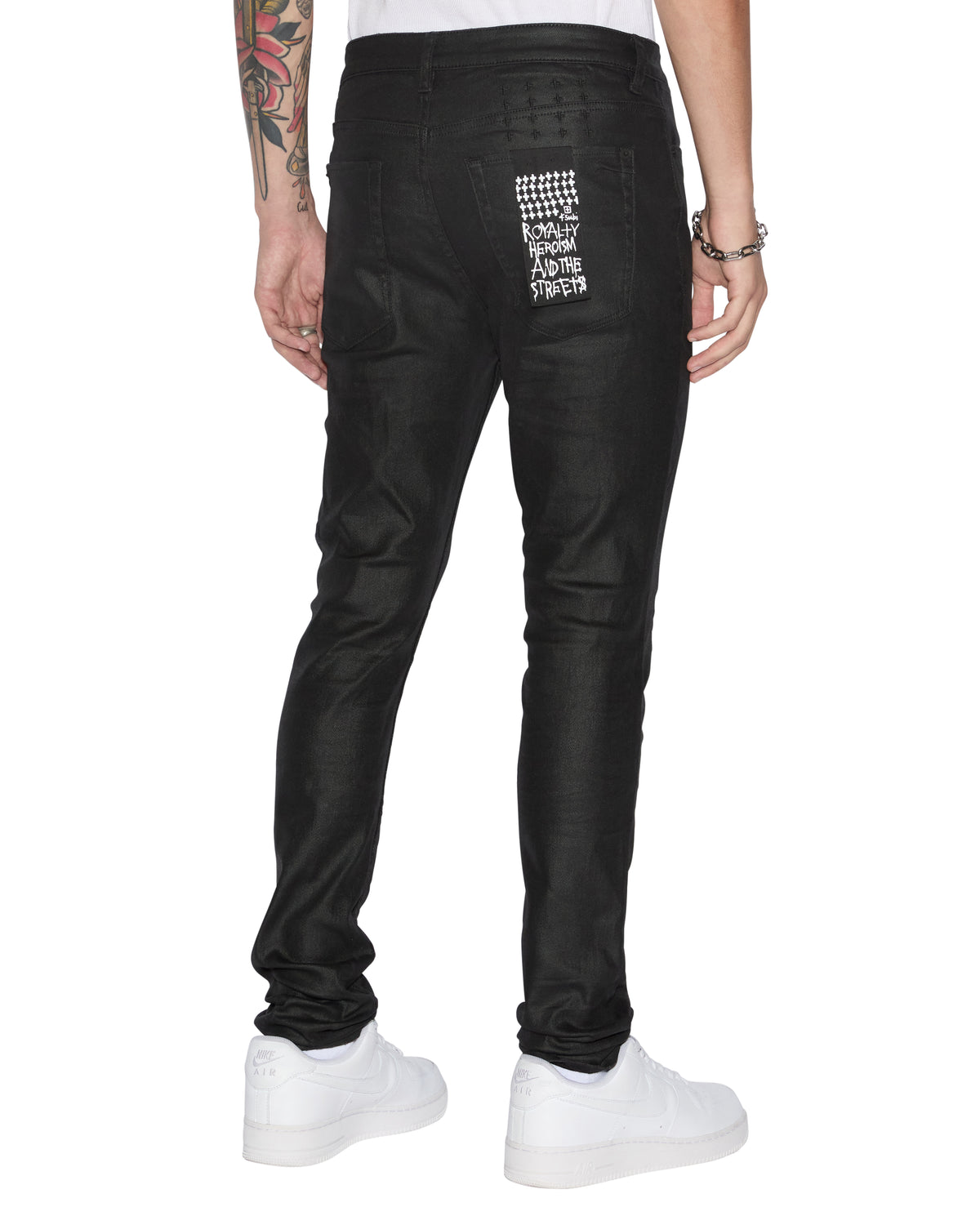 Mens Van Winkle Wax Wash Skinny Denim Jeans - Black