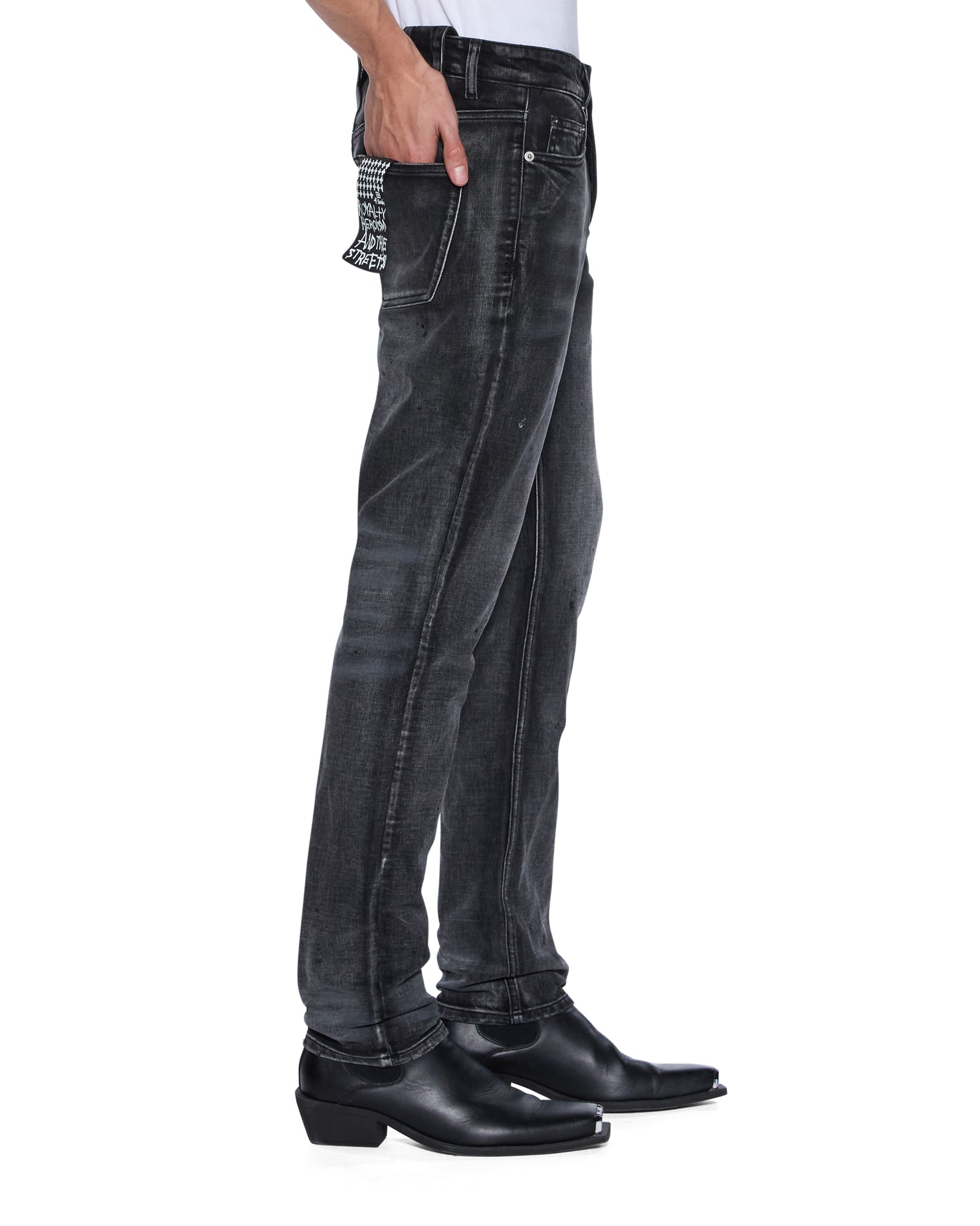 MENS CHITCH CARBON BLACK SLIM DENIM JEANS