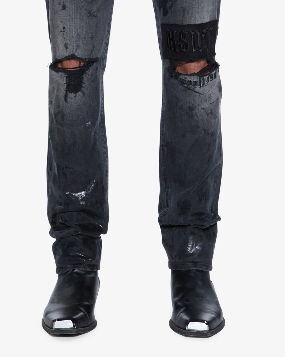 MENS CHITCH POWDER GREY PRAYING DENIM JEANS