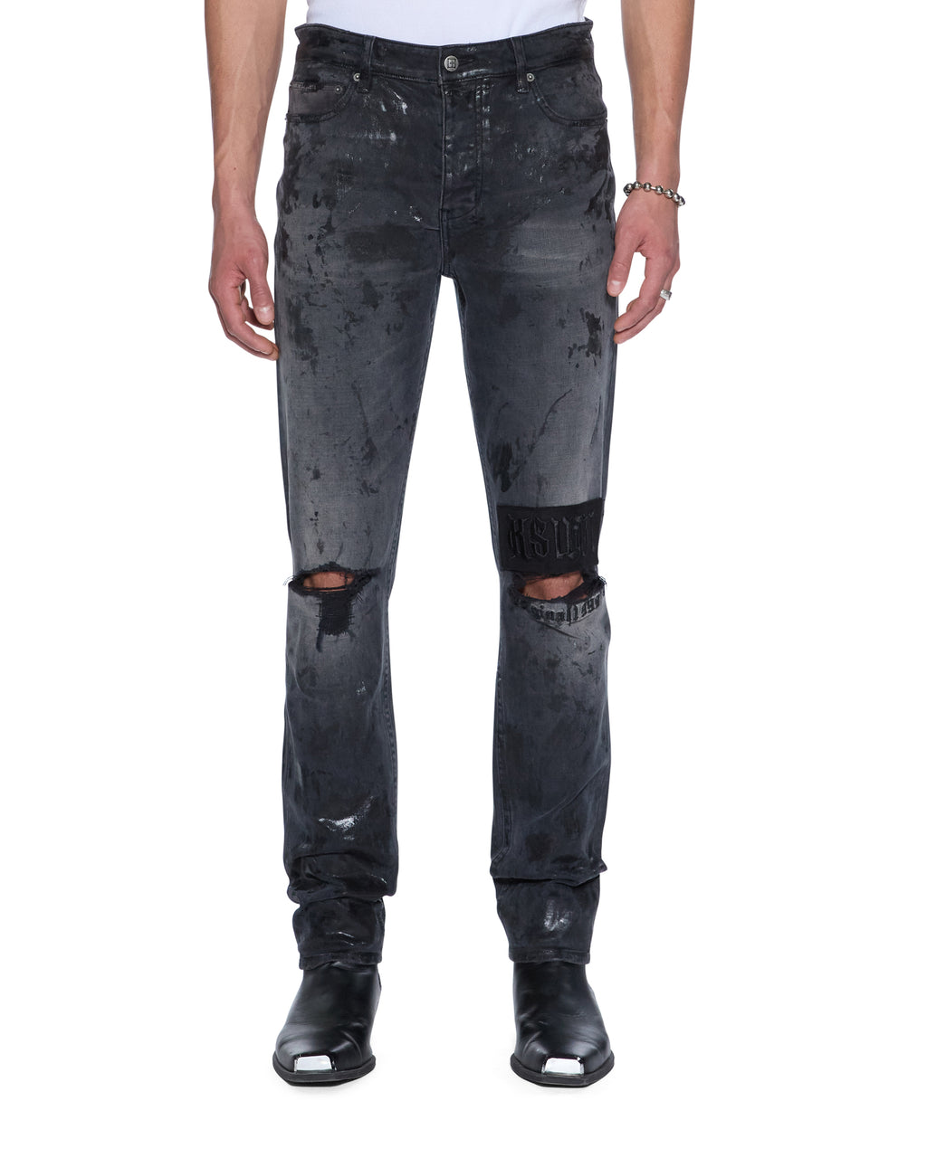 MENS CHITCH POWDER GREY PRAYING DENIM JEANS
