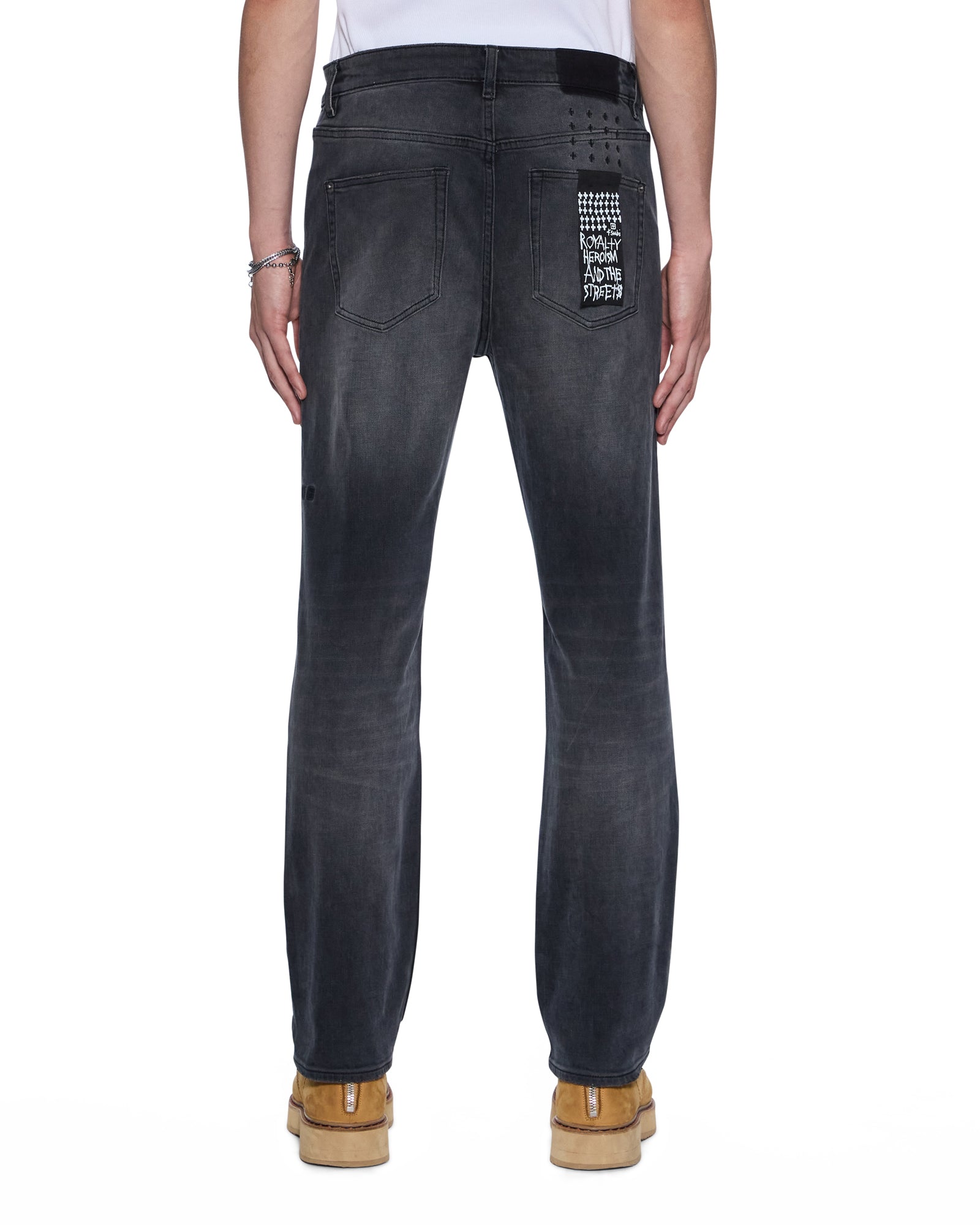 MENS  HAZLOW POWDER GREY STRAIGHT DENIM JEANS