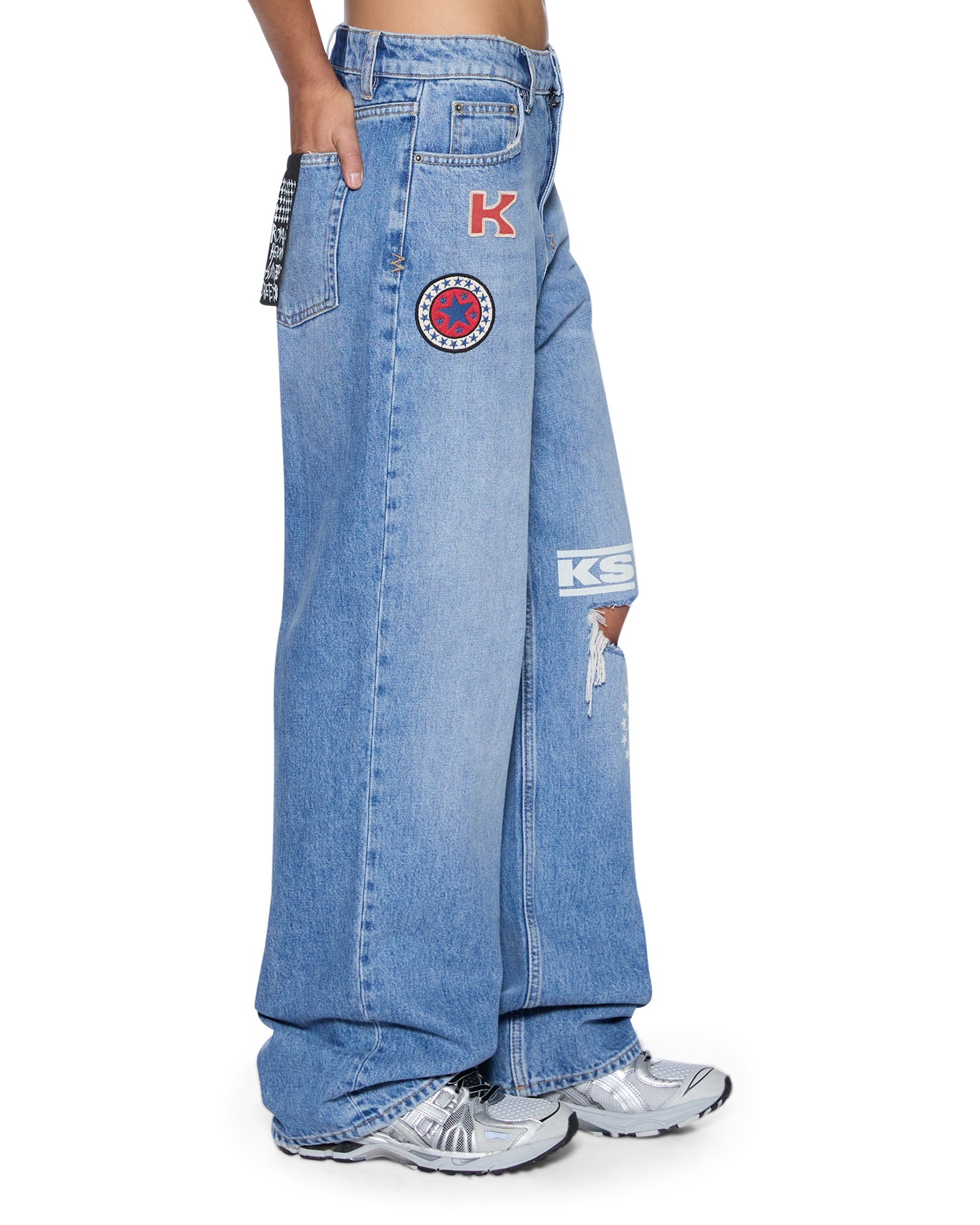 Womens Low Rider Horizon Garage Patches Relaxed Denim Jeans | Ksubi ++