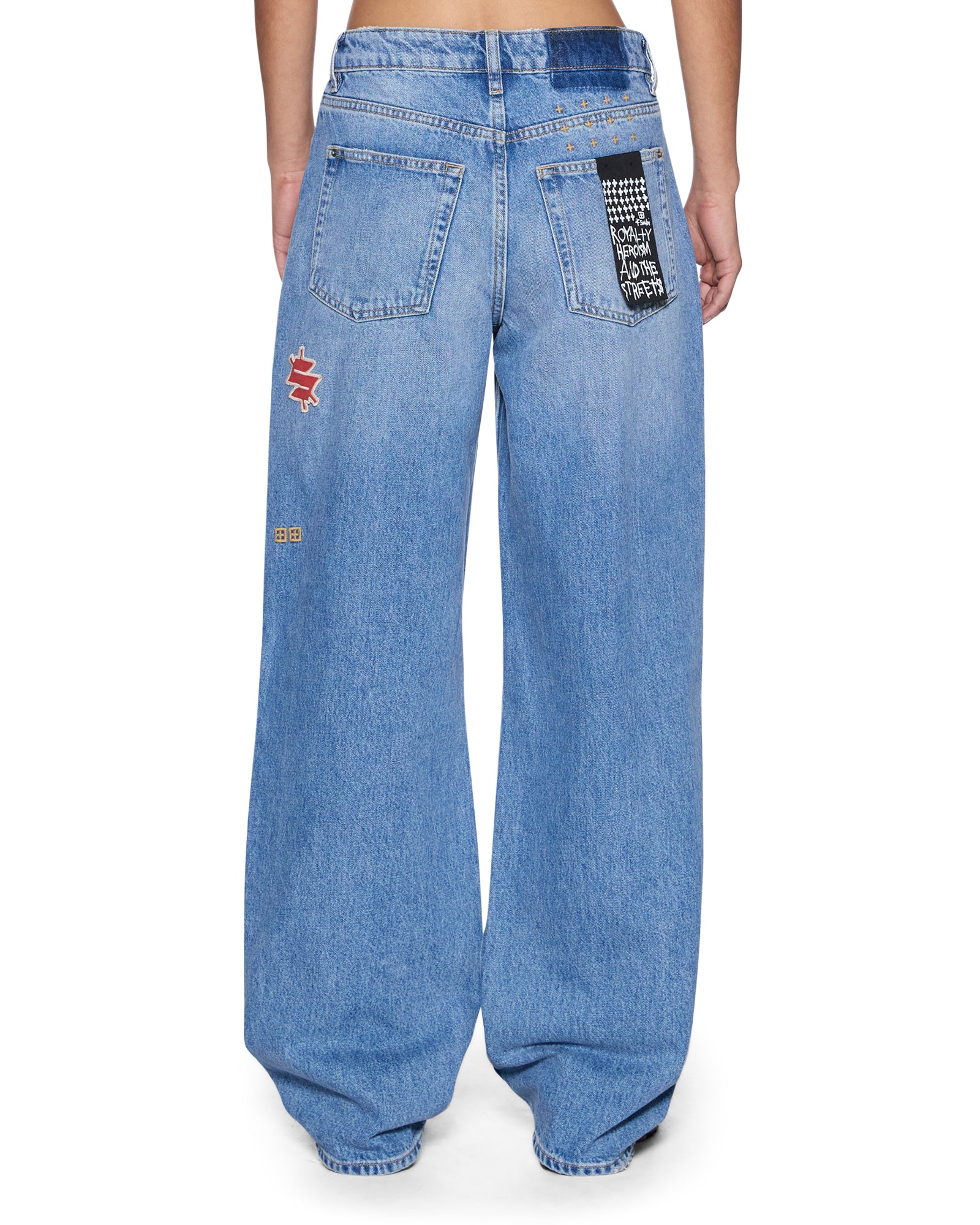 blank jeans 刺繍ケース Womens Low Rider Horizon Garage Patches Relaxed Denim Jeans | Ksubi ++
