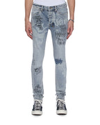 MENS VAN WINKLE ROGUE BLUE GRAFFITI DENIM JEANS