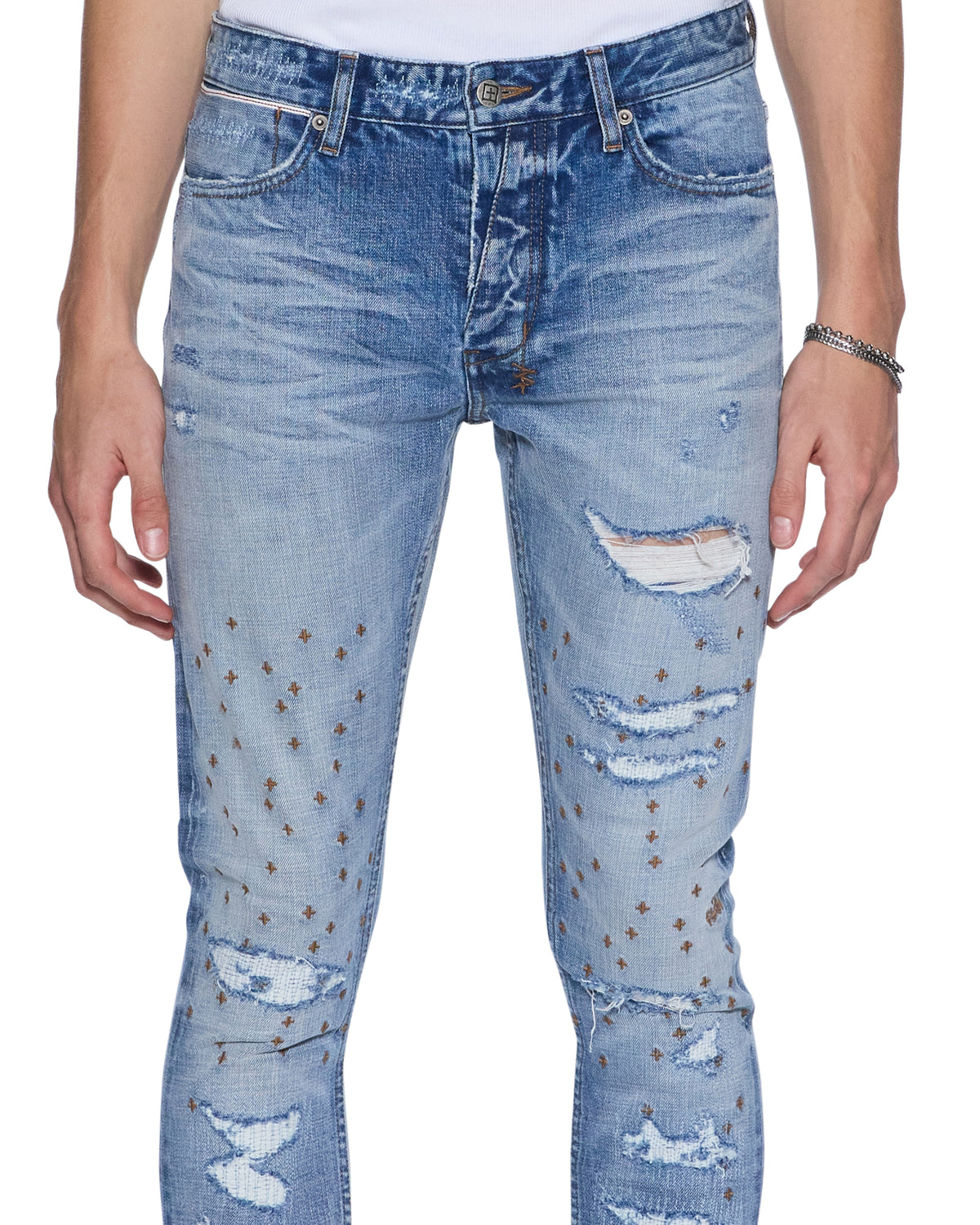 MENS VAN WINKLE DAKOTA BLUE REPAIR DENIM JEANS