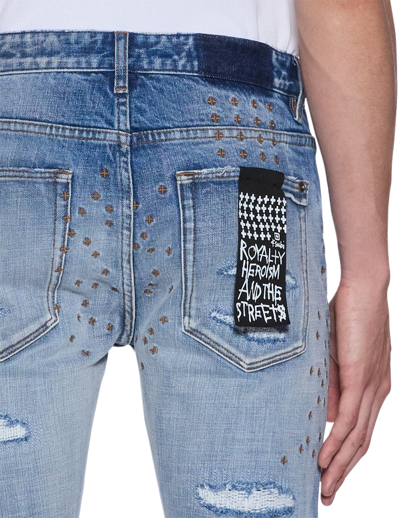 MENS  VAN WINKLE DAKOTA BLUE REPAIR SKINNY DENIM JEANS