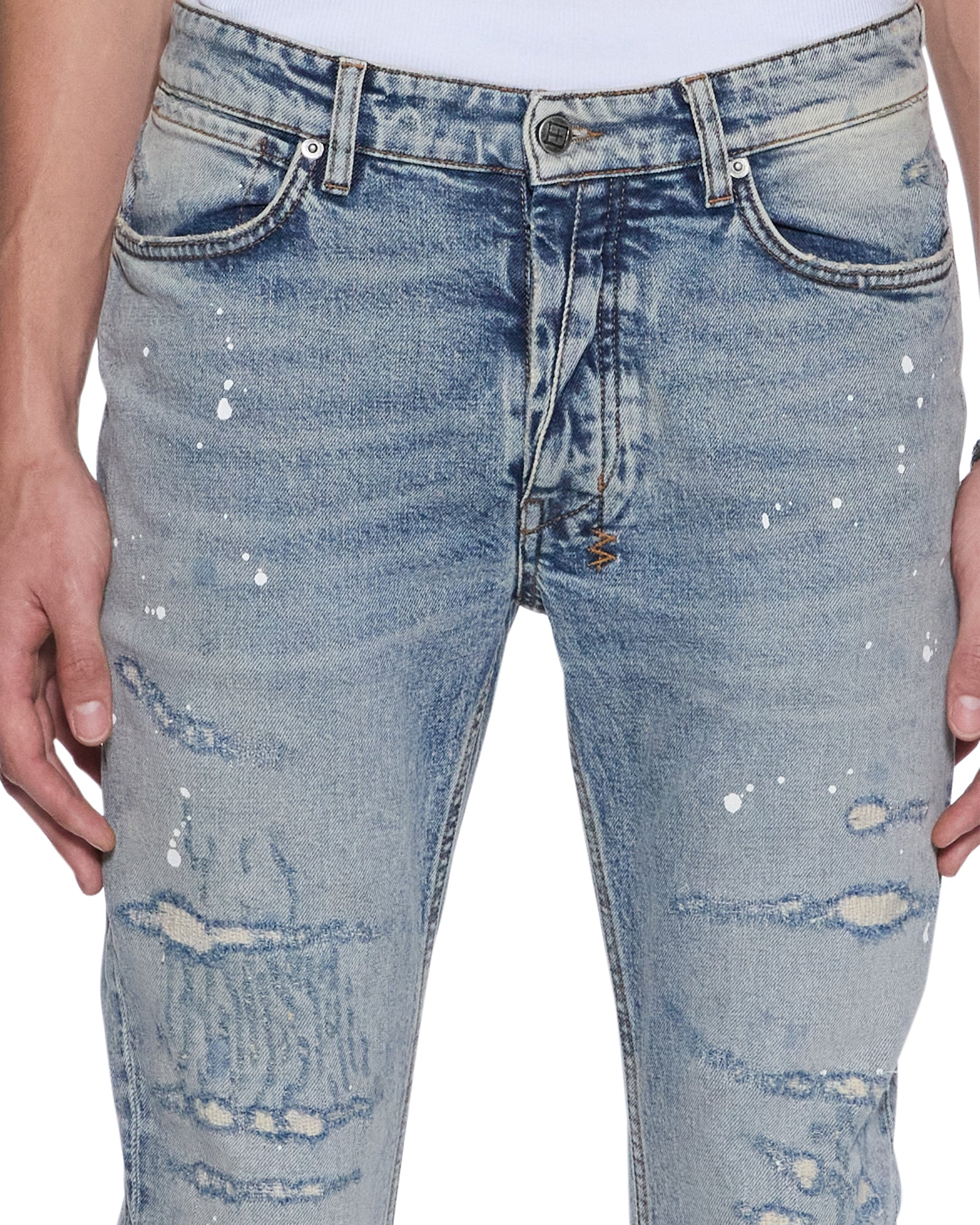 MENS  VAN WINKLE PAINT SUMMER BLUE SKINNY DENIM JEANS