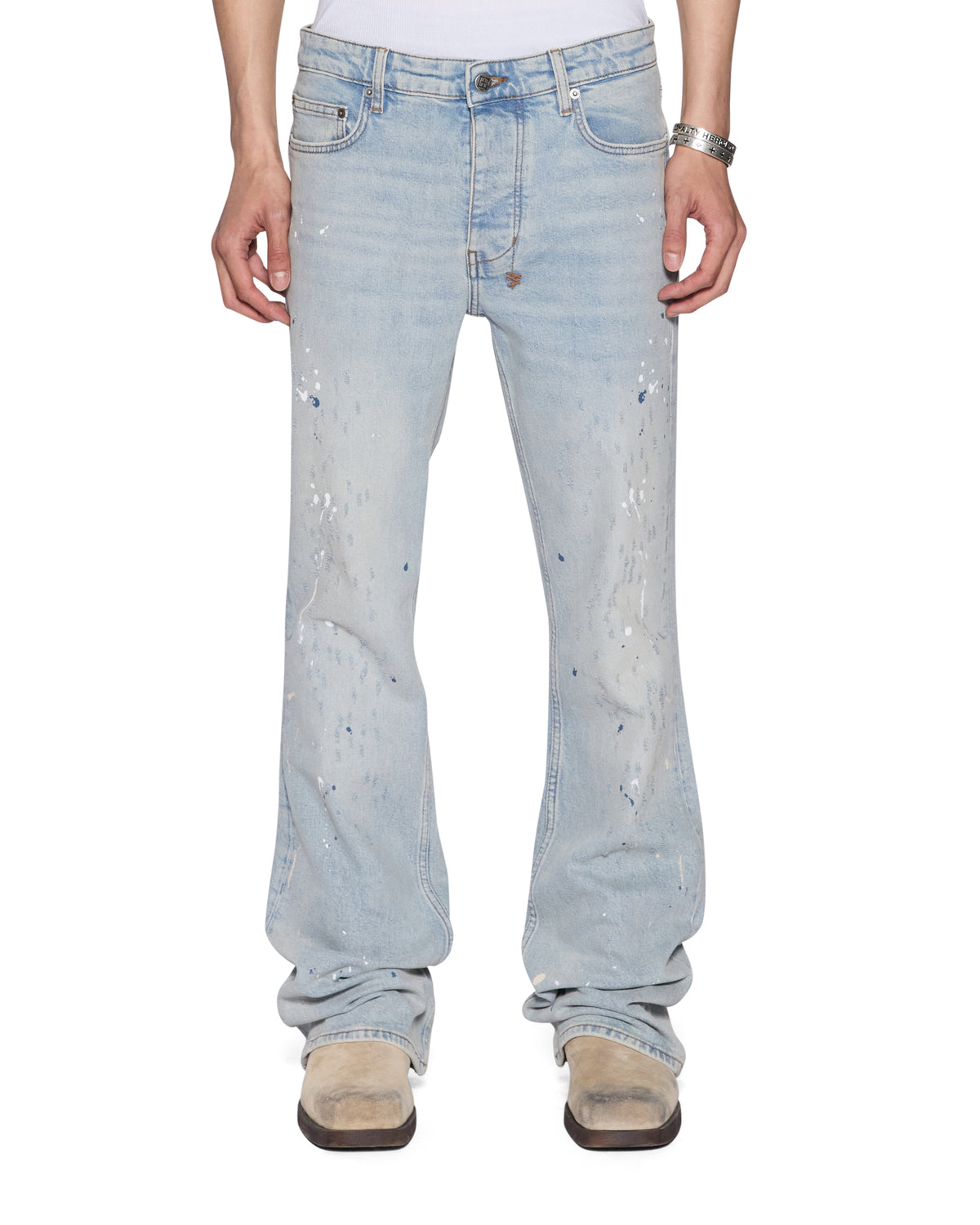 Mens Bronko Krystal Painted Bootcut Denim Jeans - Denim