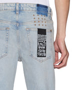 Mens Bronko Krystal Painted Bootcut Denim Jeans - Denim
