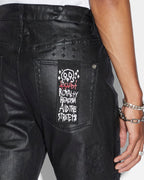 Mens Chitch 999 Black Wax Slim Denim Jeans - Black