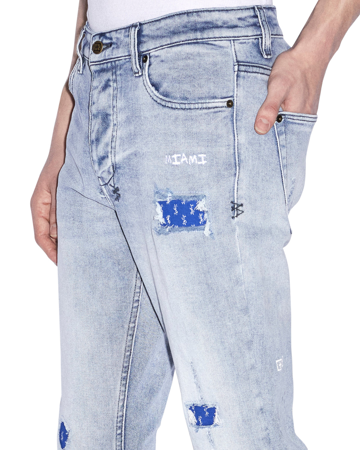Mens Chitch Miami Philly Blue Slim Denim Jeans - Denim