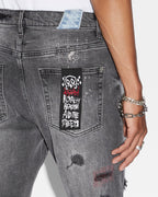 Mens Chitch Trashed Devil Slim Denim Jeans - Denim