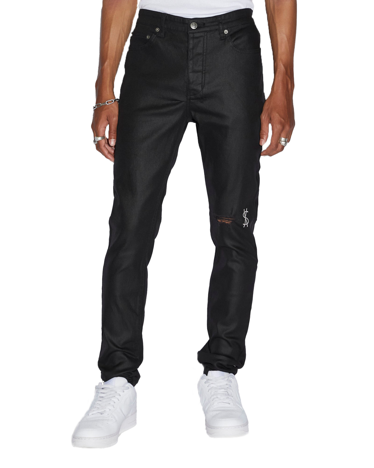 Chitch Waxed Silver Slim Fit Jeans - Waxed Black Denim Chitch Waxed Silver Slim Fit Jeans - Waxed Black Denim