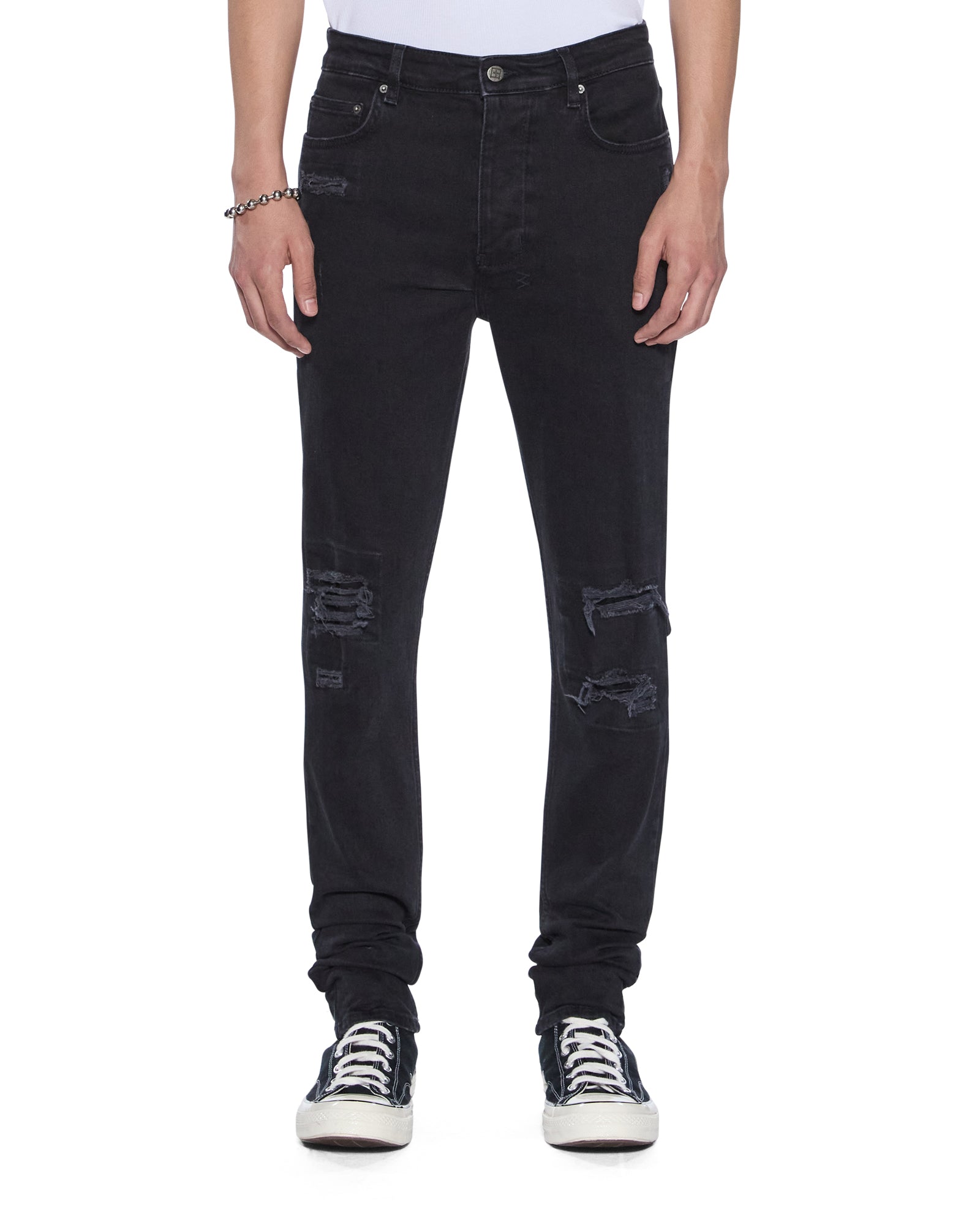MENS CHITCH BONEYARD BLACK SLIM DENIM JEANS