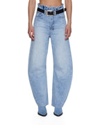 Womens Hi Barrel Jean Cutoff Vapour Barrel Leg Denim Jeans - Denim