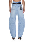 Womens Hi Barrel Jean Cutoff Vapour Barrel Leg Denim Jeans - Denim