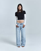 Womens Low Rider Tru Blu Relaxed Straight Denim Jeans - Denim