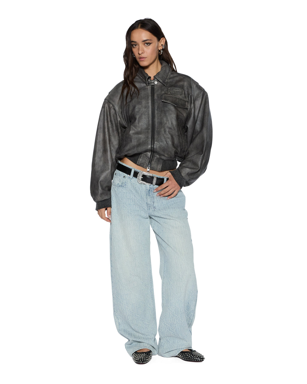 WOMENS LOW RIDER TILE DENIM JEANS