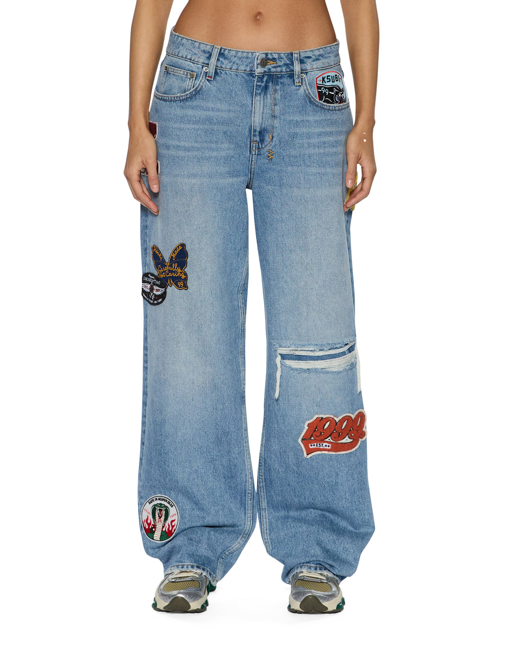 WOMENS LOW RIDER HORIZON PATCH DENIM JEANS