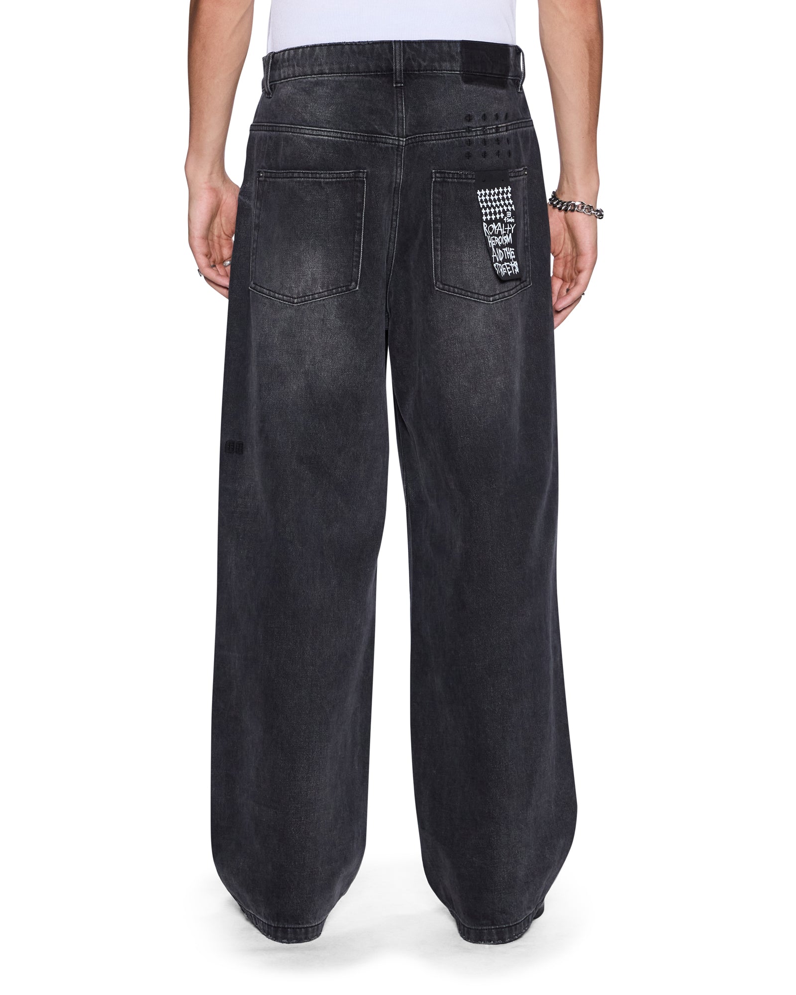 MENS  MAXX CARBON BLACK BAGGY DENIM JEANS