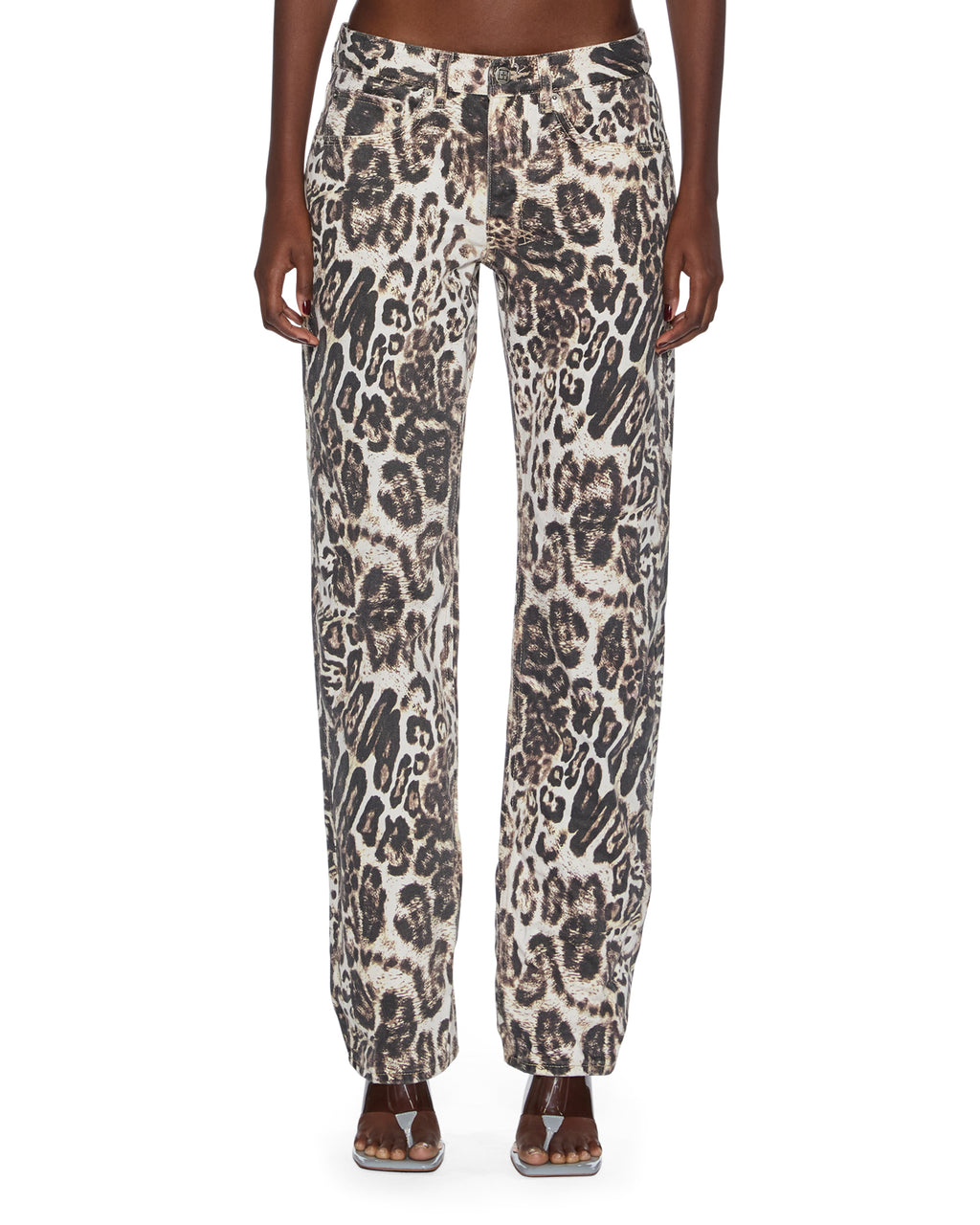 Mens Mowalola Anti K Cheetah Relaxed Denim Jeans - Multi Colour