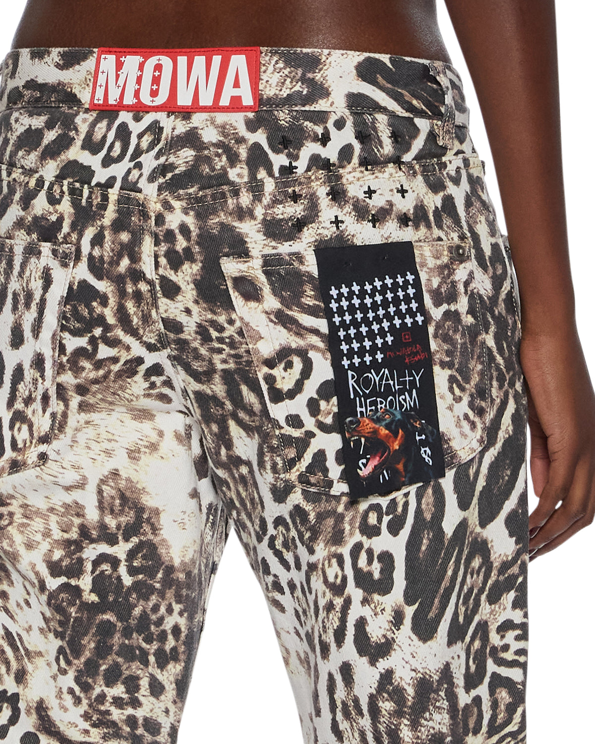 Mens Mowalola Anti K Cheetah Relaxed Denim Jeans - Multi Colour