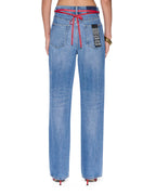 Womens Icon Jean Frenchie Blue Straight Denim Jeans - Denim