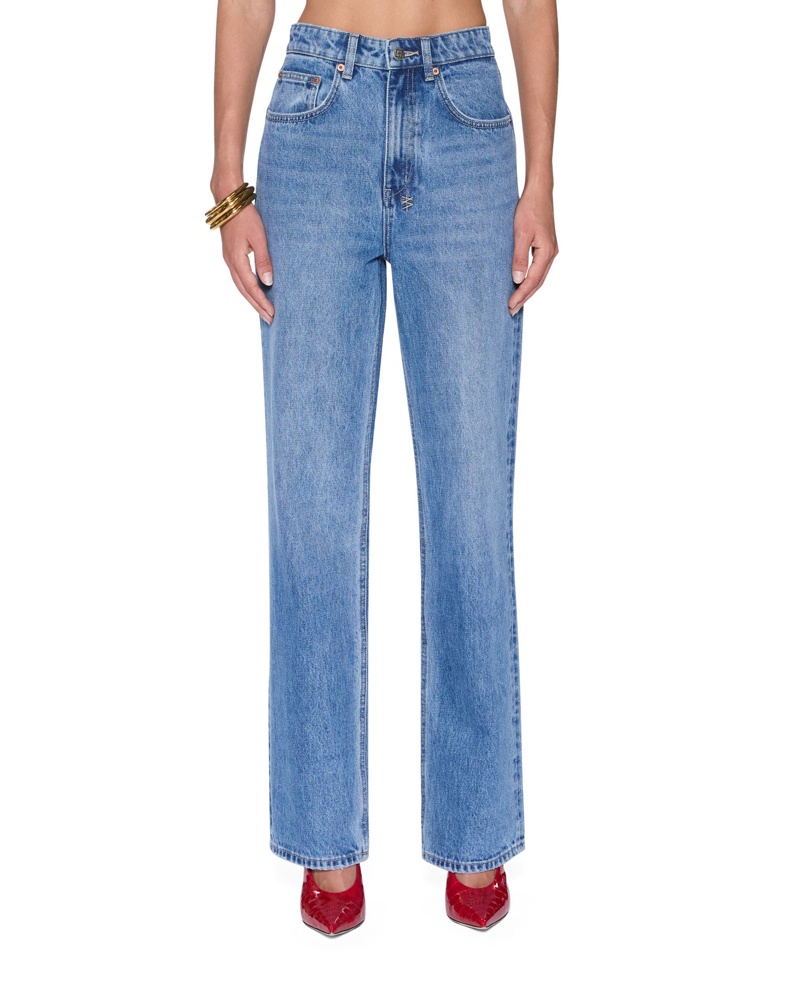 Womens Icon Jean Frenchie Blue Straight Denim Jeans | Ksubi ++