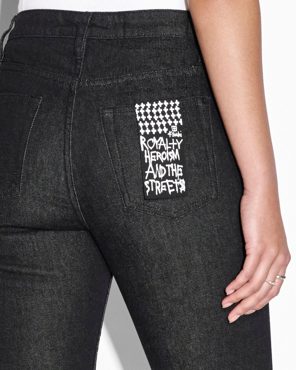 Womens Soho Ebony Laced Flare Denim Jeans - Black