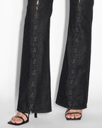 Womens Soho Ebony Laced Flare Denim Jeans - Black