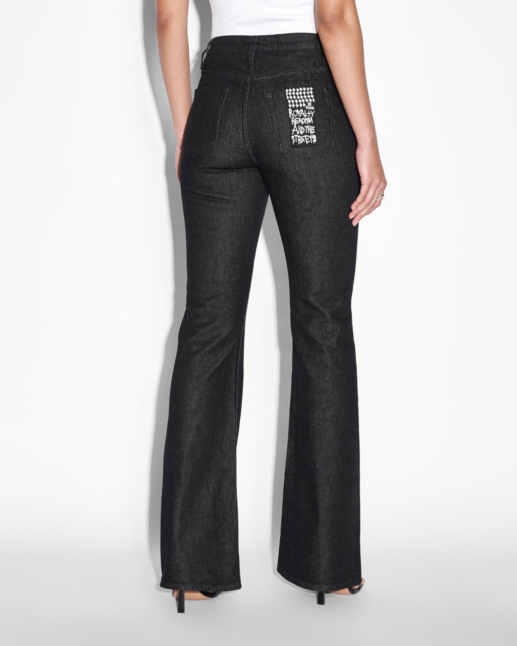 Womens Soho Ebony Laced Flare Denim Jeans - Black