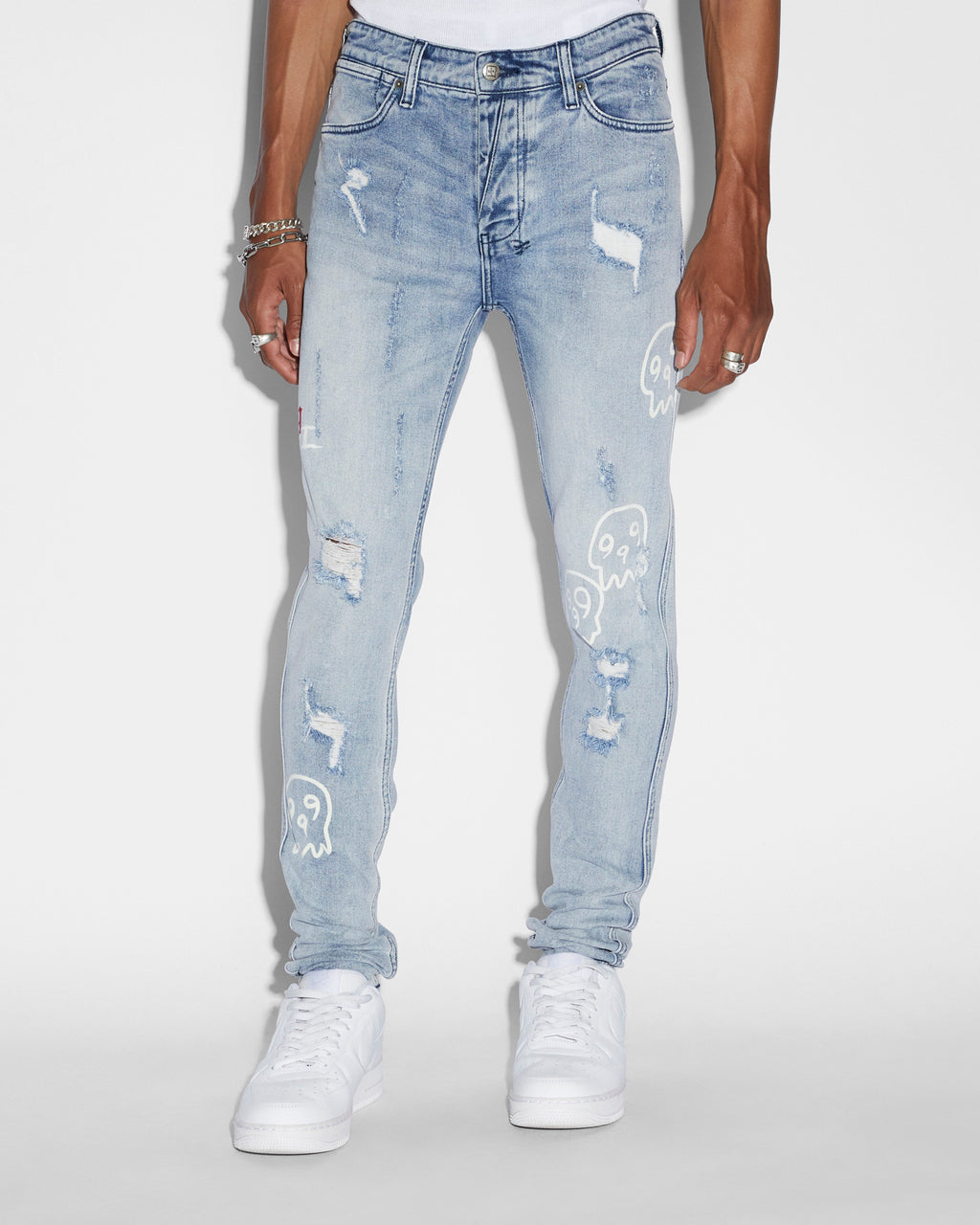 Mens Van Winkle Trashed Devil Skinny Denim Jeans - Denim