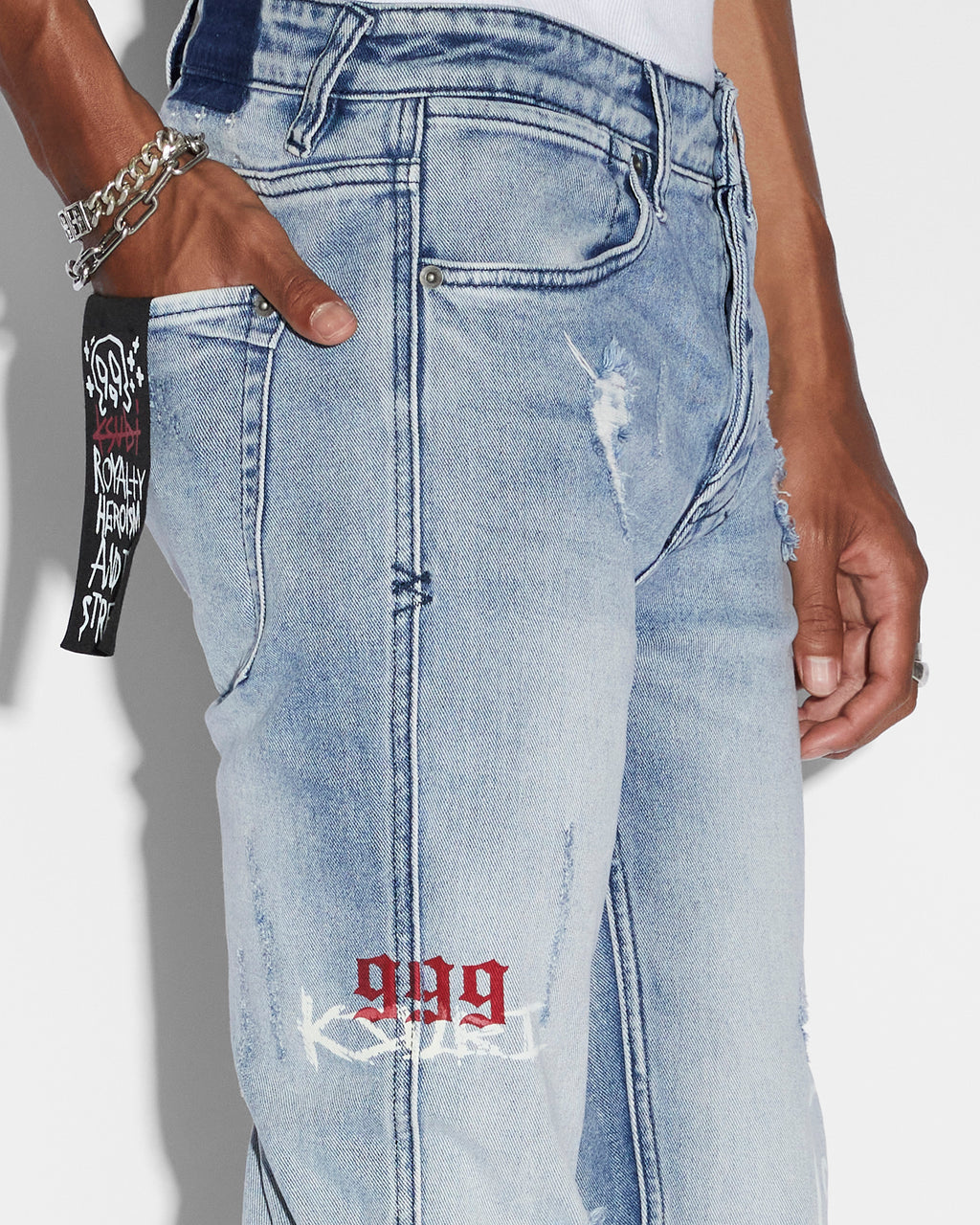 Mens Van Winkle Trashed Devil Skinny Denim Jeans - Denim
