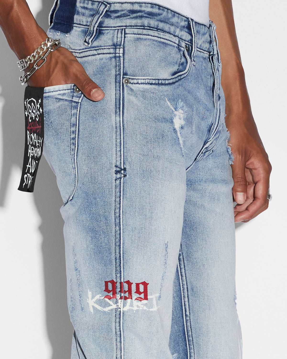 Mens Van Winkle Trashed Devil Skinny Denim Jeans - Denim