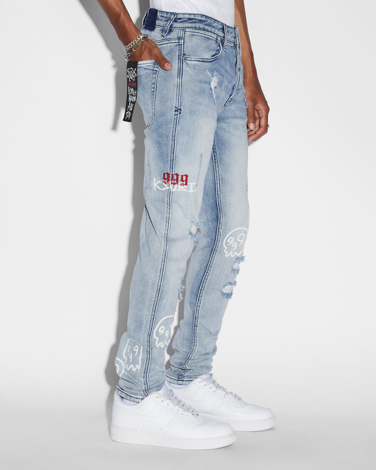 Mens Van Winkle Trashed Devil Skinny Denim Jeans - Denim