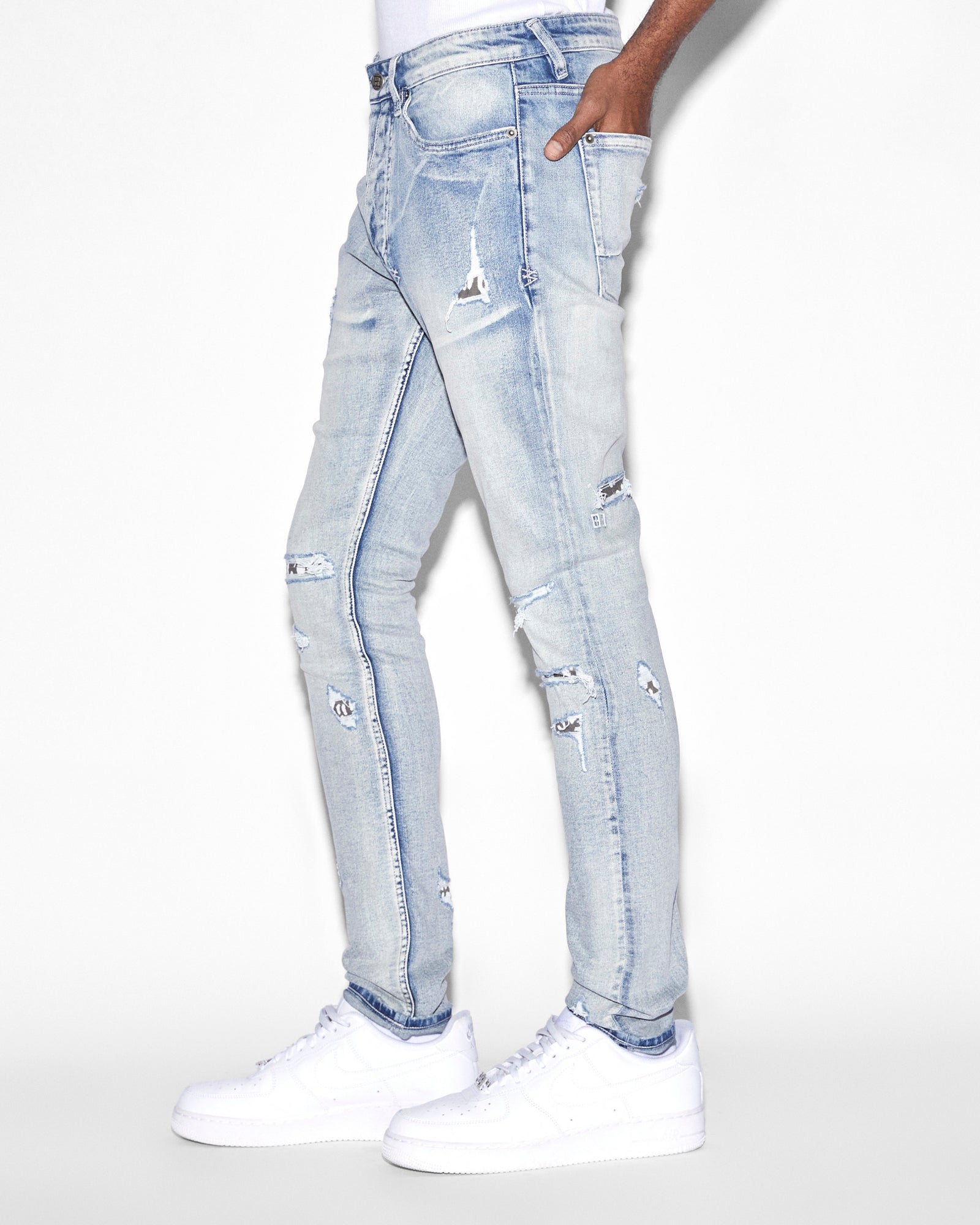 Van Winkle Punk Blue Shred Skinny Jeans - Blue Denim | Ksubi ++