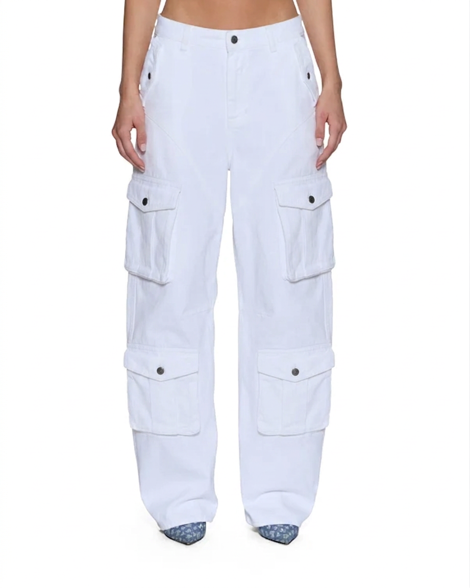 Womens Barrel Jean Cargo Fresh Barrel Leg Denim Jeans - White