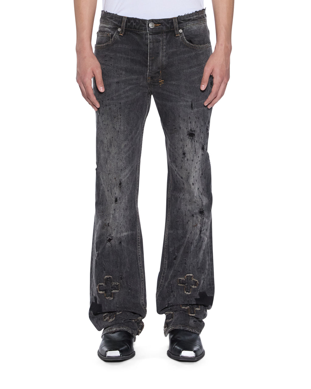 MENS BRONKO ASHER BLACK SHOTGUN DENIM JEANS
